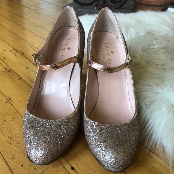 kate spade Shoes | Kate Spade Pink Glitter Mary Jane Heels 8 | Poshmark
